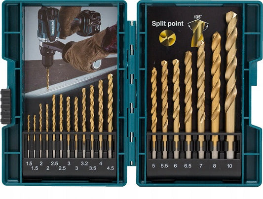 Makita B-67795 – 19 Hochgeschwindigkeitsstahl-Bohrer Mit Titanbeschichtung