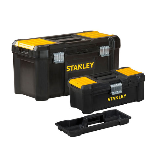Stanley 2er-Set Werkzeugkoffer STST1-75772 – Robuste Kunststoffkonstruktion mit Zubehörfächern