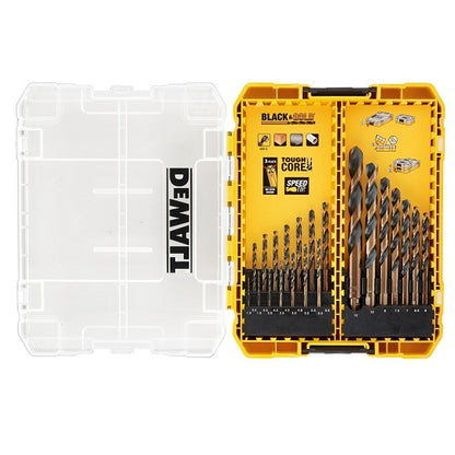 DeWALT 21-teiliger Metall-Bohrer-Satz HSS-G Black & Gold – Präzises Bohren mit Speed Tip