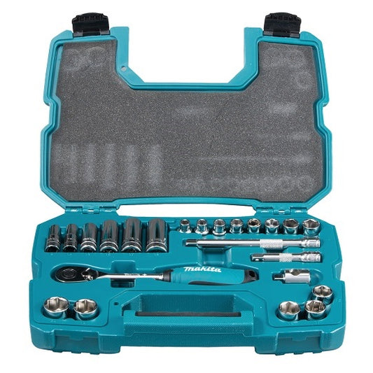Makita B-65573 23-teiliger Ratschen-Steckschlüsselsatz – Vielseitige 3/8 Zoll Einsätze
