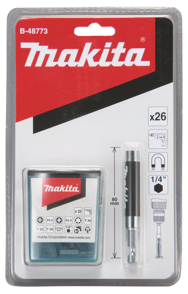 Makita 25-teiliger Satz 1/4 Zoll PH PZ TX Bits – Inklusive Magnetadapter für Schnellen Bitwechsel