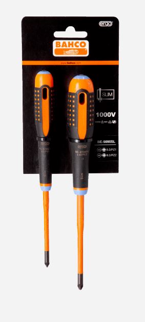 Bahco BE-9890SL – VDE-isolierte Pozidriv Kreuzschlitzschrauben Satz mit 2 Stück