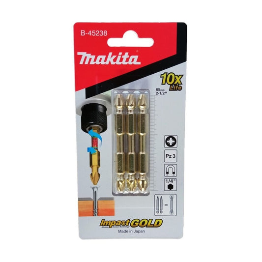 Makita B-45238 Satz mit 3 Doppel-Schlagnüssen – Hohe Haltbarkeit durch Verstärkten Kern