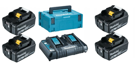 Makita Set BL1860B 18 V 4x 6,0 Ah Li Ion Ladegerät Set