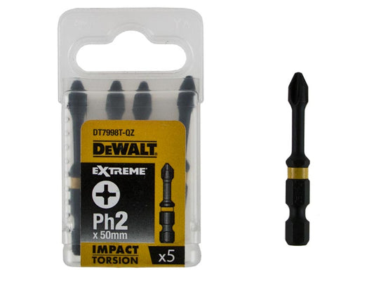 DeWALT DT7998T-QZ – 5 Stück Torison PH2 Schlagklingen mit Flexi-Torsion Zone