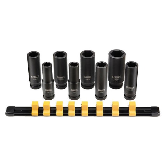 DeWALT Schlagschraubereinsätze Set 8 1/2 Zoll – Hochwertige Tiefschlag-Einsätze mit Klarer Größenmarkierung