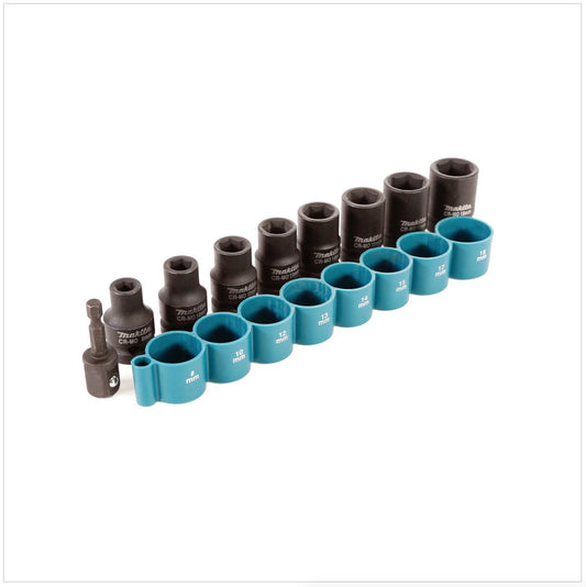 Makita Schlagschraubereinsätze 18 V 3/8 Zoll Acht Stück Set