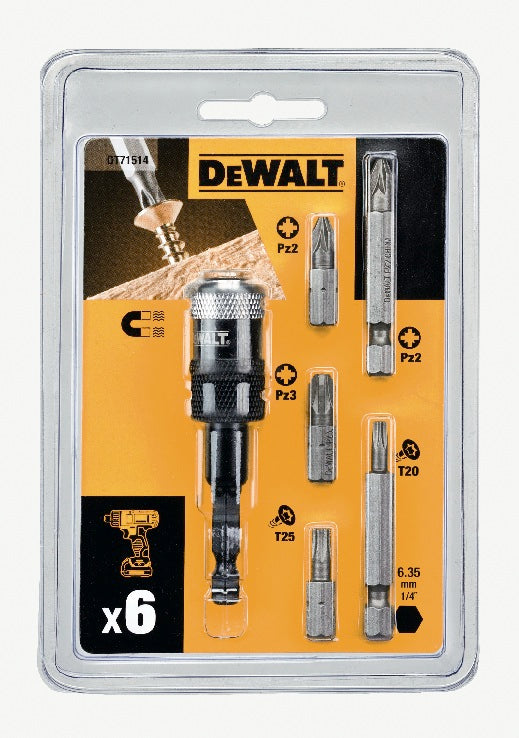 Dewalt 1/4 Zoll 6-teiliger Radsatz mit Adapter – Hochwertige PZ und Torx Bits