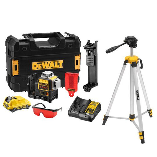 DeWalt DCE089D1R-DE0881T 360° Rot Laser Set – Schnurloser Selbstnivellierender Laser mit Stativ
