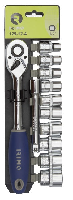 IRIMO Steckschlüsselsatz 129-12-4 – 6-fach Ratsche mit 1/2 Zoll und 10-24mm Größen