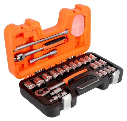 Bahco Satz Metrischer 1/2-Ratscheneinsätze S240-SPL – 24 Teile mit Spline-Profil