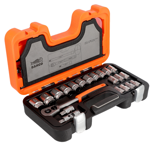 Bahco Satz Metrischer 1/2-Ratscheneinsätze S240-SPL – 24 Teile mit Spline-Profil
