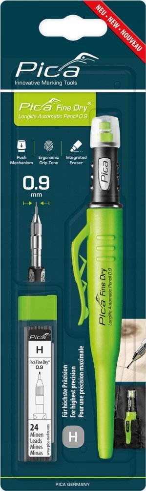 Pica Satz Automatischer Rasierer und 24 Graphitpatronen H 0,9mm – Präzises Markieren ohne Schärfen